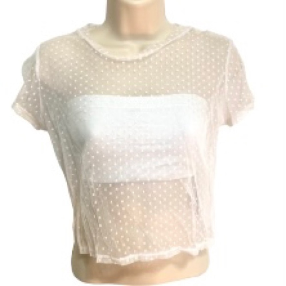 PacSun LA Hearts sheer polka dot crop top Medium